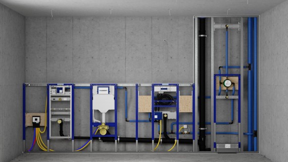 Geberit Duofix prewall installation and cisterns in a system wall Geberit Duofix prewall installation and cisterns in a system wall